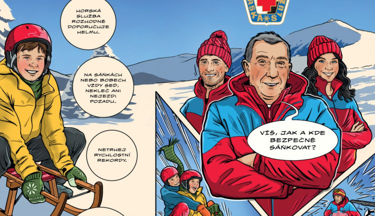 Komiks Horské služby si tentokrát vzal na mušku nebezpečné sáňkování