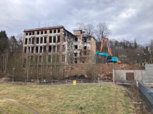 Stav demolice v pátek 7. 2. v dopoledních hodinách.