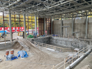 Pomalu končí bourací práce a začíná se budovat. Bazén se rekonstruuje rok