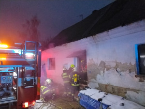 Ranní požár v Rychnově u Jablonce. Hasiči zachránili muže i kočky a psa