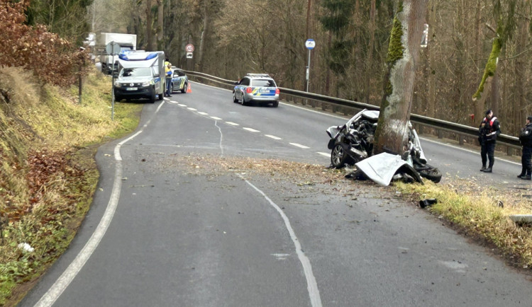 U Šemnice na Karlovarsku zemřel mladý řidič po nárazu auta do stromu