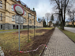 Z prostranství před muzeem zmizely rododendrony. Rekonstrukce parku začala
