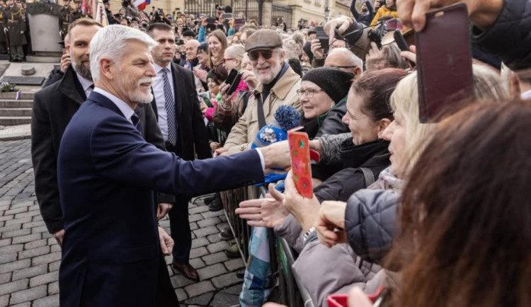 Prezident republiky Petr Pavel na shromáždění v Praze na jeho podporu