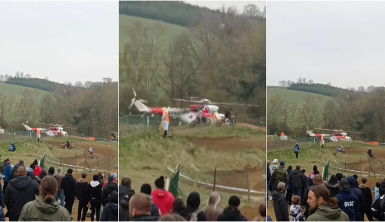 Lidi šokovalo video ze zásahu na motokrosu. Během přistání vrtulníku závod stále běžel