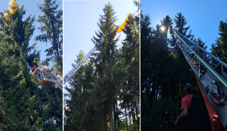 Česká paraglidistka se zřítila do lesa. Z vrcholku stromu ji zachraňovali němečtí hasiči
