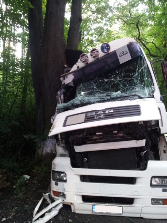 Nehoda polského kamionu u Grabštejnu
