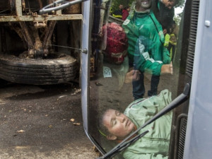 Cvičná nehoda autobusu v Hrádku nad Nisou