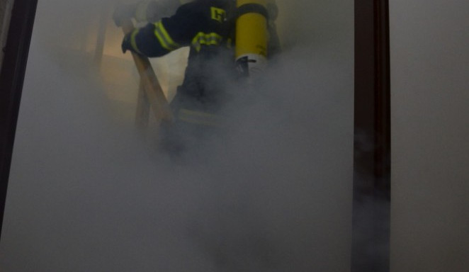 Hasičské cvičení v libereckém muzeu