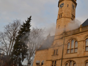 Hasičské cvičení v libereckém muzeu