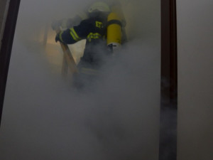 Hasičské cvičení v libereckém muzeu