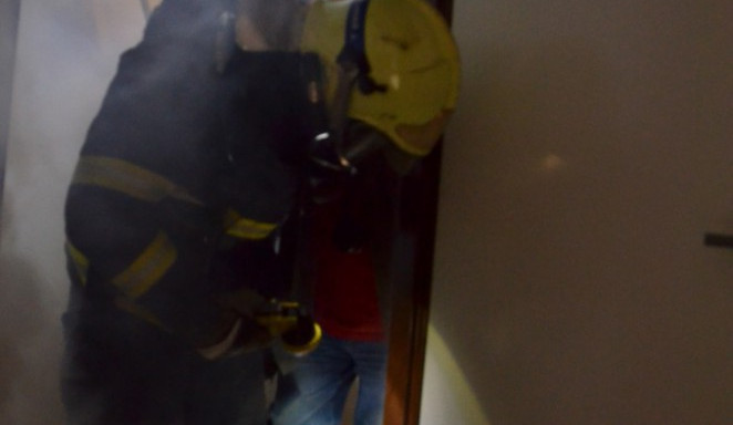 Hasičské cvičení v libereckém muzeu