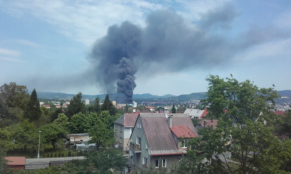 Požár areálu Severochema v Liberci