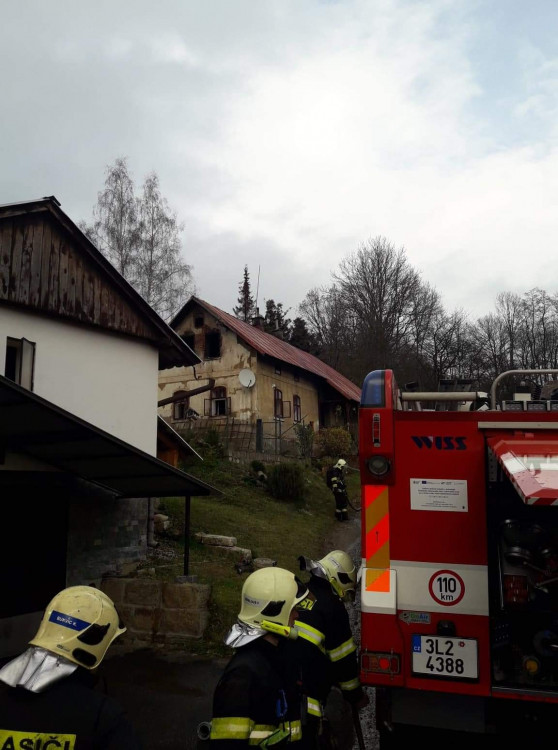 Požár domu v Držkově