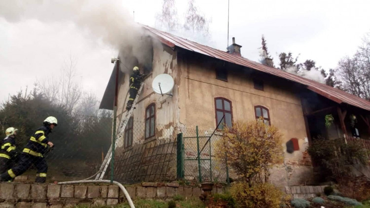 Požár domu v Držkově