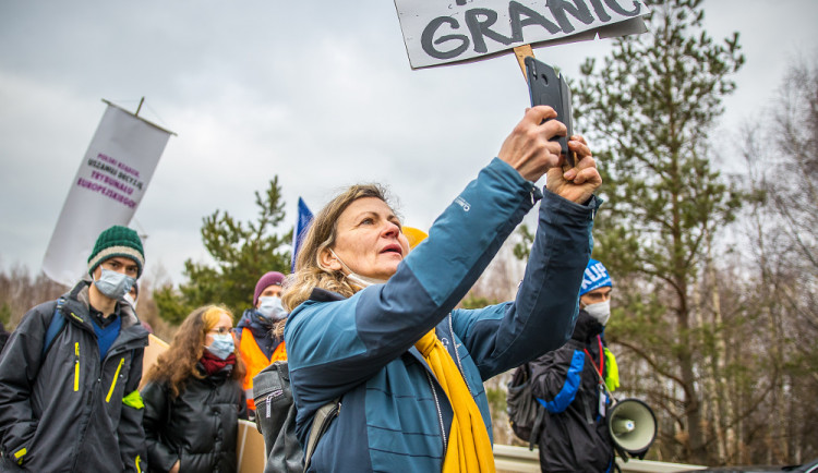 Demonstrace u polského dolu Turów