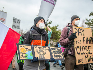 Demonstrace u polského dolu Turów