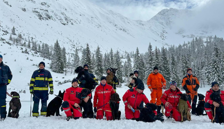 Cvičení kynologů hasičského záchranného sboru v Tatrách