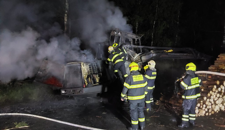 Požár harvestoru v Jindřichovicích