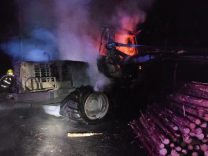 Požár harvestoru v Jindřichovicích