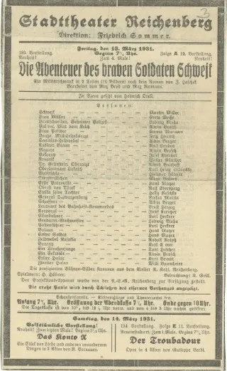 Divadelní program z roku 1931.