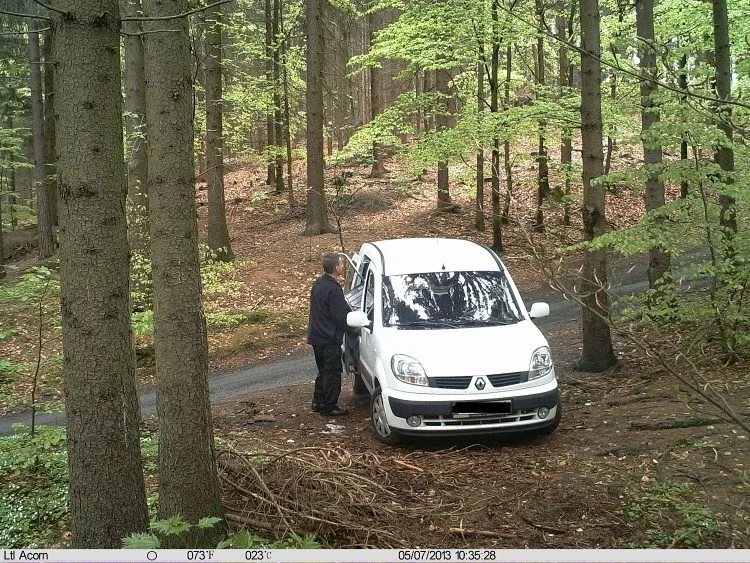 Auto zachycené v lese. Foto: Městská policie