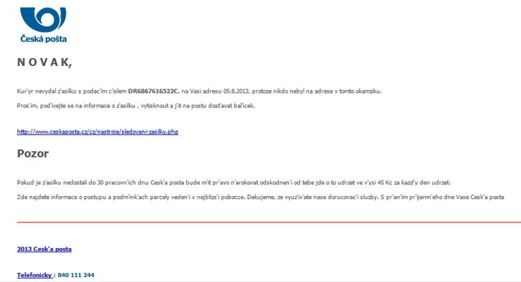 Podvodný e-mail.