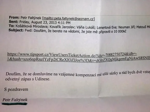 Sázkař žádá Slovan o volné vstupenky na utkání. Reprofoto: Twitter