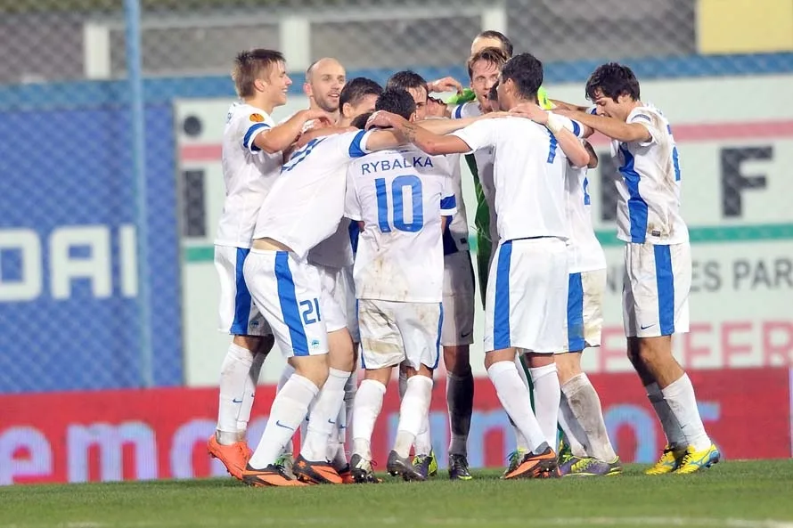 Slovan se raduje z postupu do jarních kol Evropské ligy. Foto: Jaroslav Appeltauer