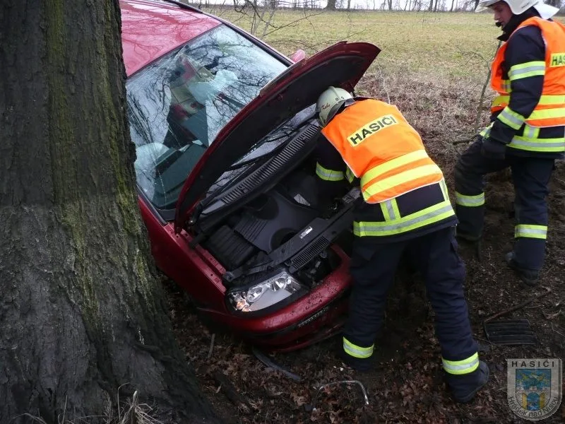 Řidič vyvázl ze Seatu bez zranění. Foto: Hasiči Hrádek nad Nisou