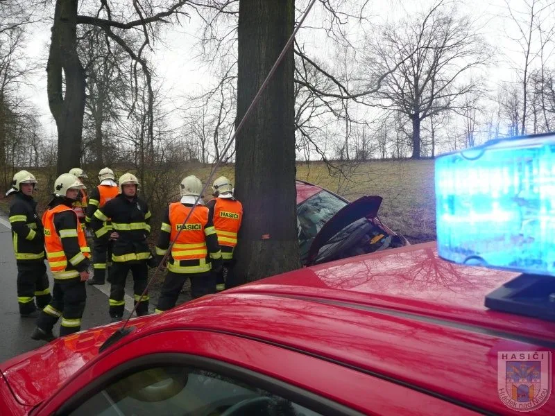 Řidič vyvázl ze Seatu bez zranění. Foto: Hasiči Hrádek nad Nisou