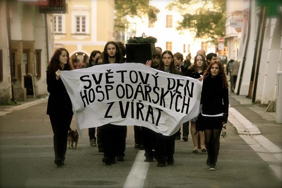 Smuteční pochod za hospodářská zvířata.