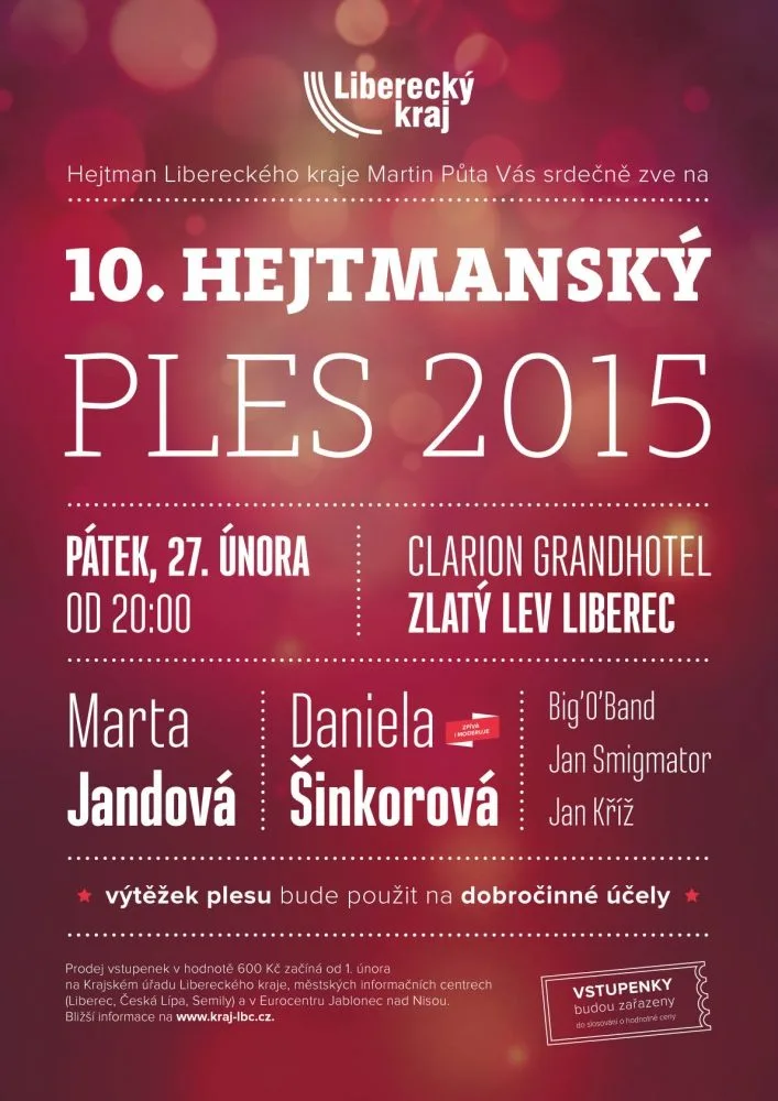 Vstupenky na 10. Hejtmanský ples jsou v prodeji od 1. února