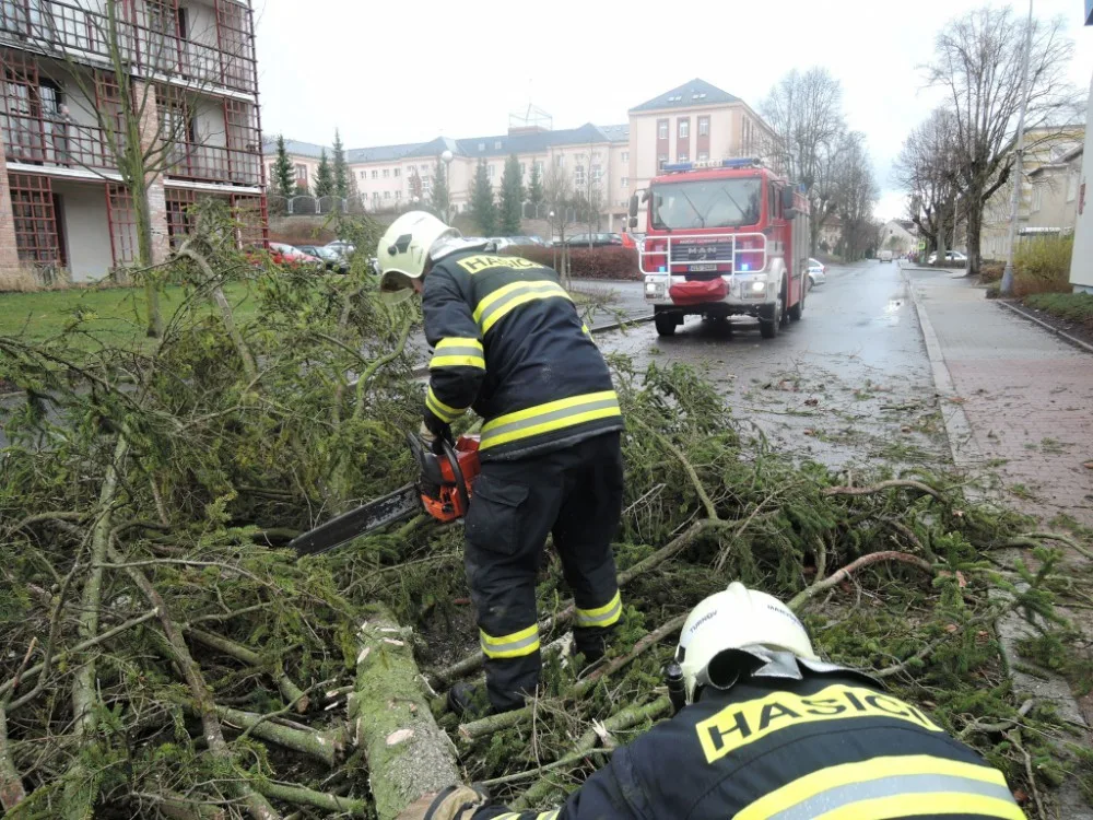 V Turnově spadl strom rovnou na přechod. Foto: HZSLK