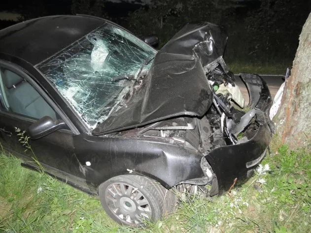 Na stejném úseku havarovali dva řidiči, každý do jiného stromu. Foto: Policie ČR