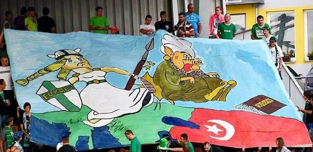 Transparent při utkání s Bohemians 1905. Foto: supporters.cz