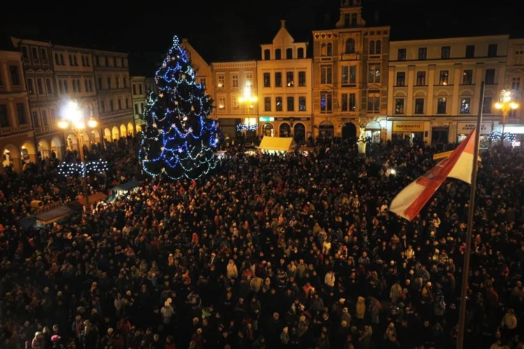 Vánoční strom před radnicí v loňském roce