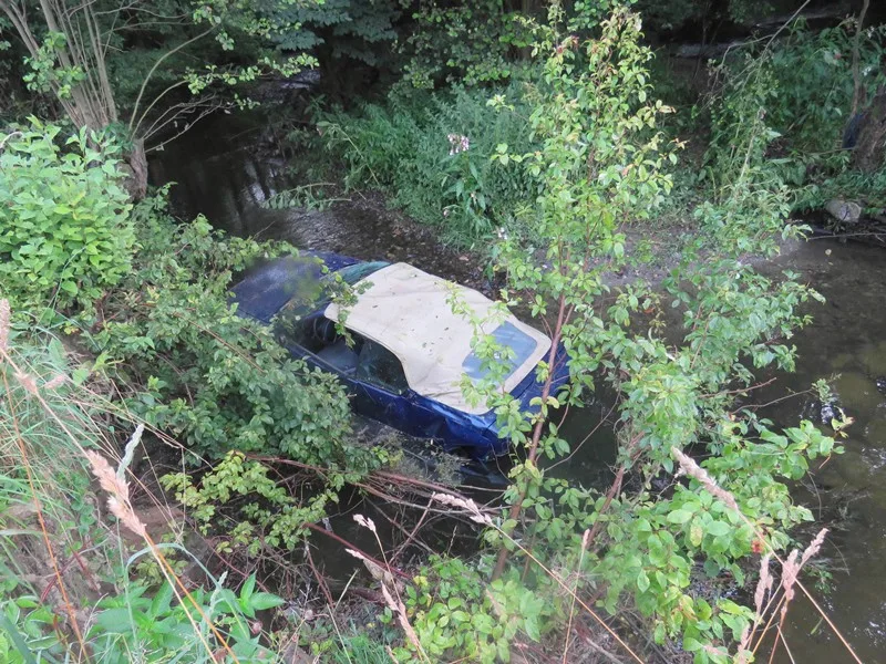 Řidička se vyhýbala srnce, své auto utopila v potoce