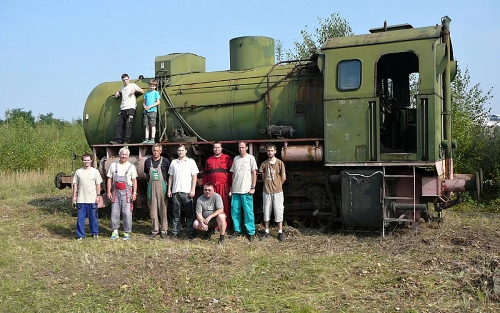 Lokomotiva ještě v Německu při návštěve pracovníku libereckého muzea.