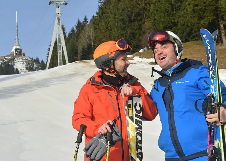Primátor Tibor Batthyány s Igorem Rattajem na Ještědu