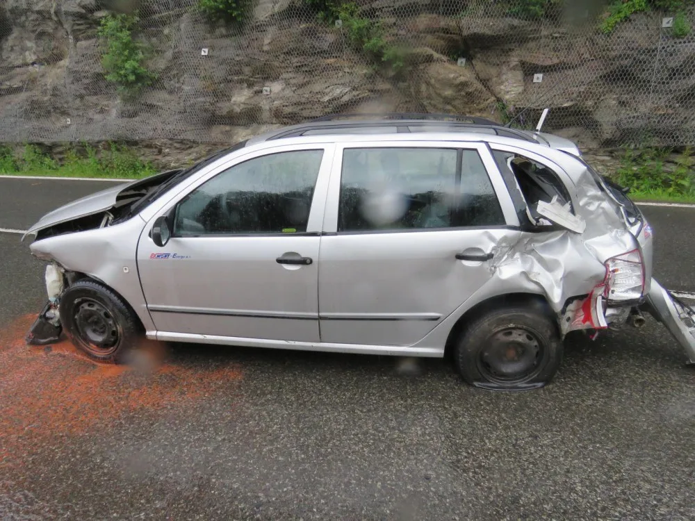 Škoda Fabia po nárazu.