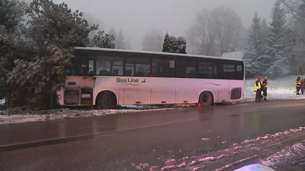 Řidič autobusu zabránil střetu tím, že strhl řízení do zahrady. Nikomu z cestujících se nic nestalo.