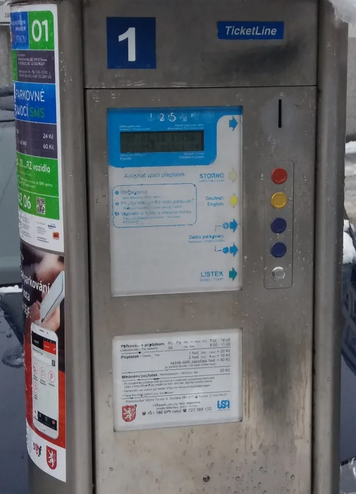 Parkovací automat v Turnově.