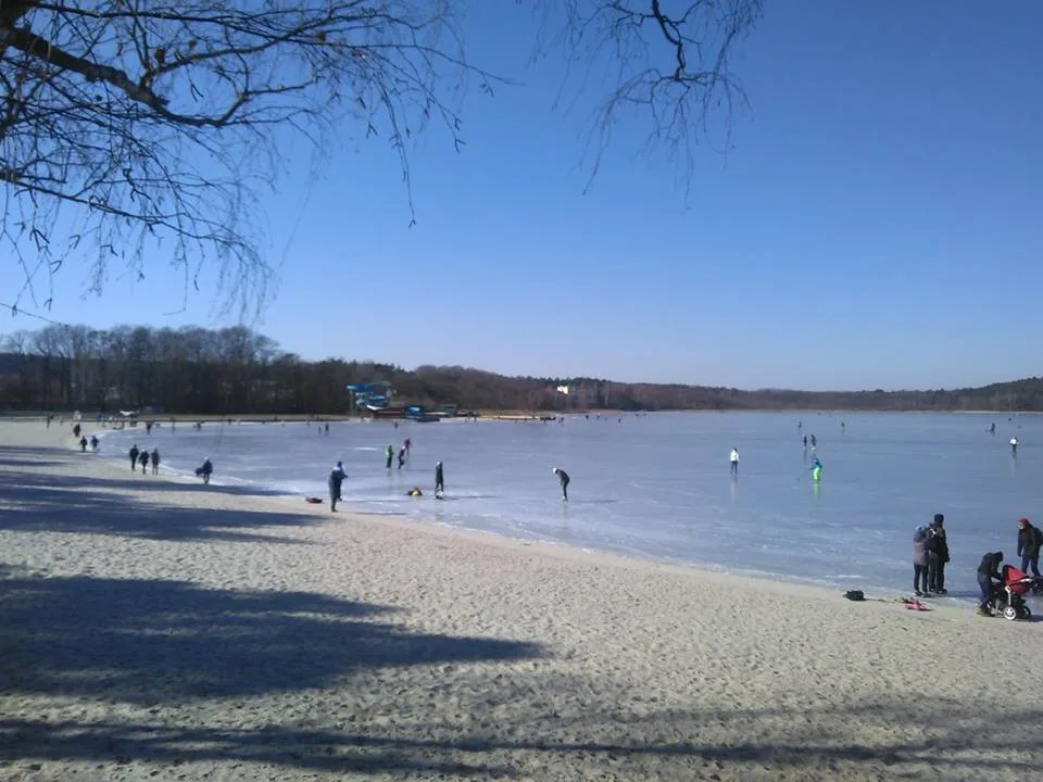 Zamrzlé Máchovo jezero.