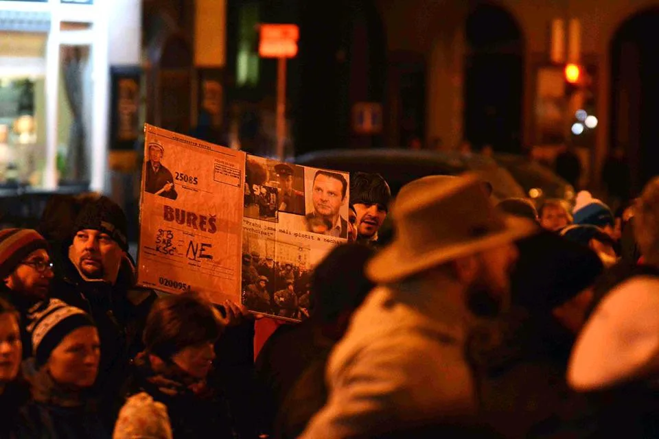 Pondělní demonstrace v Liberci.