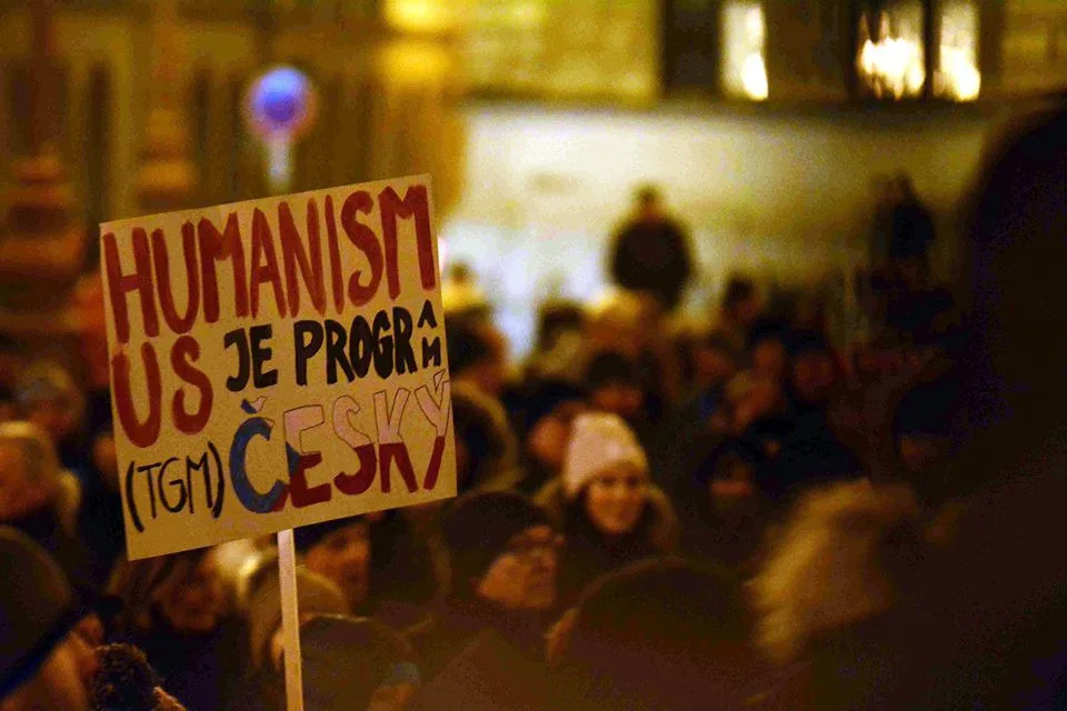Pondělní demonstrace v Liberci.