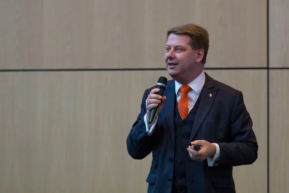 Tomáš Prouza, bývalý státní tajemník pro evropské záležitosti, v aule Technické univezity v Liberci