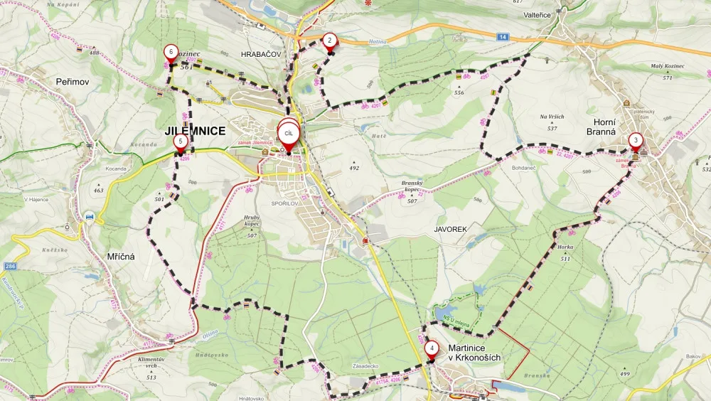 cyklovýlety v Krkonoších_mapa