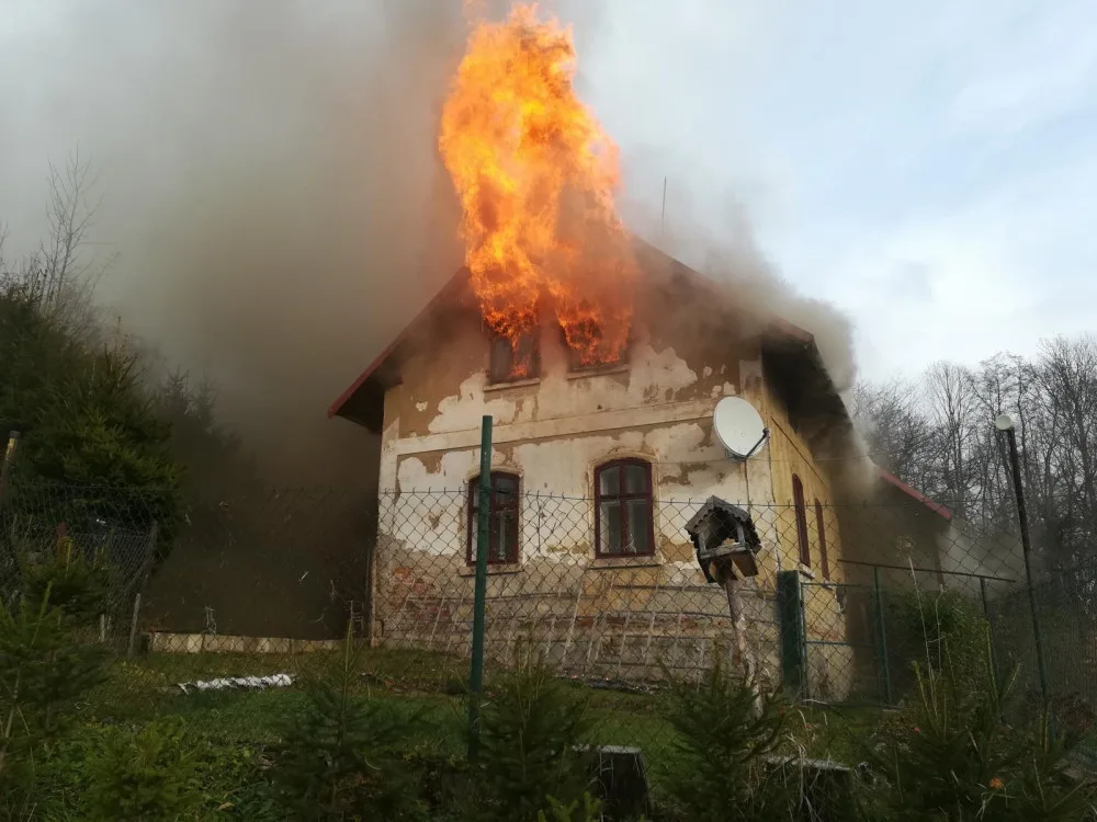 Požár domu v Držkově