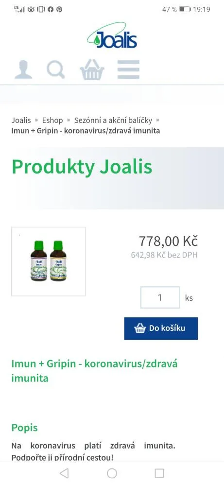 Nabízené doplňky stravy.