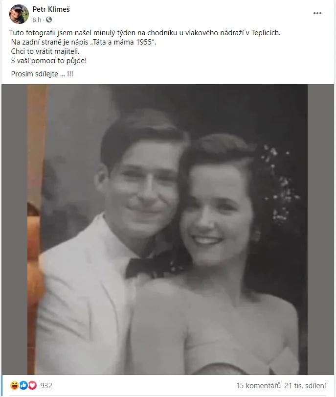 Ztracenou fotku sdílely na sociálních sítích tisíce lidí, šlo však o vydařený vtípek